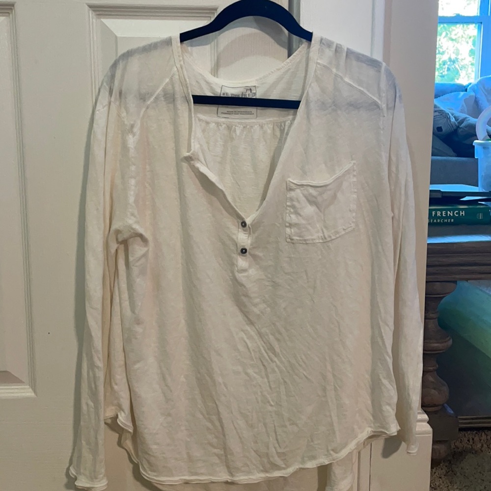 White long sleeve button up flowy top